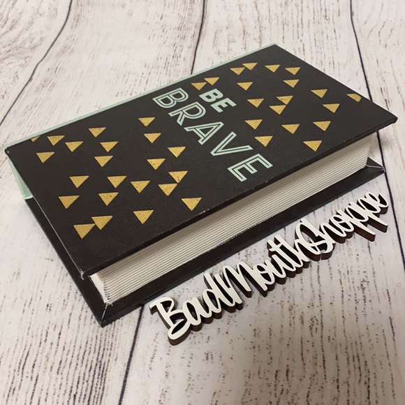 Teal Black BE BRAVE Geometric Triangle Hidden Storage Book Box - Picture 2 of 7
